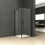 douchecabine draaideur + zijwand maat 1000x1000x2000m profiel mat zwart helder glas 8mm nano