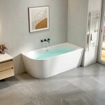 creavit back to wall ligbad maat 1700x780x580mm uitvoering rechts kleur glans wit