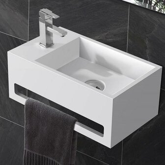 solid fontein met handdoekrek links maat 356x203x159mm kleur mat wit