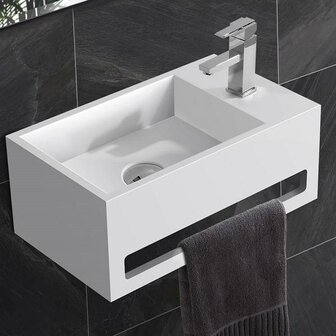 solid fontein met handdoekrek rechts maat 356x203x159mm kleur mat wit
