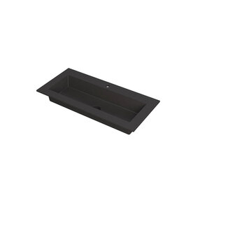 ink kraft wastafel 1200x450mm quartz mat zwart met 2 kraangaten