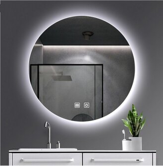 spiegel rond 600mm met verdekte led verlichting + verwarming