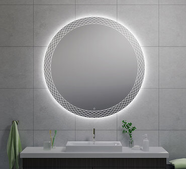 Deco spiegel rond met LED, dimbaar 