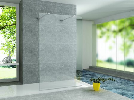 aloni vrijstaande douchewand 1000x2000mm chroom helder glas 8mm nano