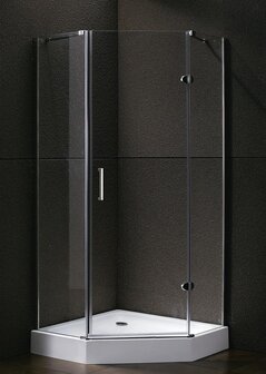douchecabine 5 hoek maat 900x900x920mm kleur chroom helder glas