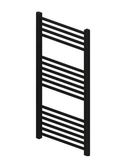 handdoekradiator 400x1000m kleur mat zwart (512watt)