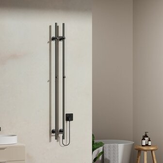 BELRAD ELEKTRISCHE STAAFHANDDOEKDROGER - DUBBEL - MET DIGITALE, PROGRAMEERBARE THERMOSTAAT - 120W - &Oslash;2,MM - 1500X168X127MM