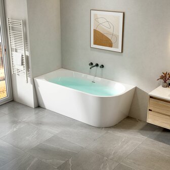 creavit back to wall ligbad maat 1800x800x580mm uitvoering links kleur glans wit