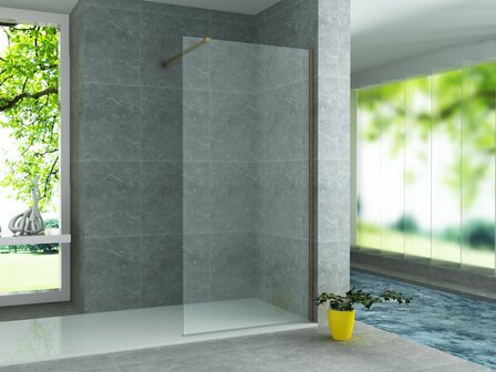 aloni inloopdouche 1000x2000mm helder veiligheidsglas 8mm met stabilisatiestang wand