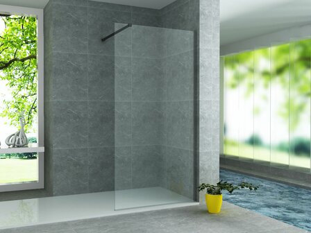 aloni inloopdouche 800x2000mm helder veiligheidsglas 8mm met stabilisatiestang wand