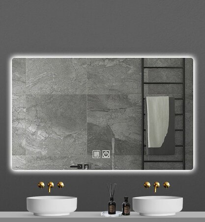 crea spiegel 800x600mm met verdekte led verlichting en anti condens