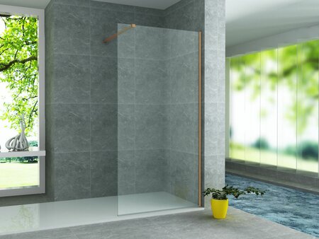 aloni inloopdouche 900x2000mm helder veiligheidsglas 8mm met stabilisatiestang wand