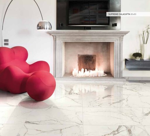tegel marmi supreme glans gerectificeerd  maat 590x590mm  glans pak a 1.77m2