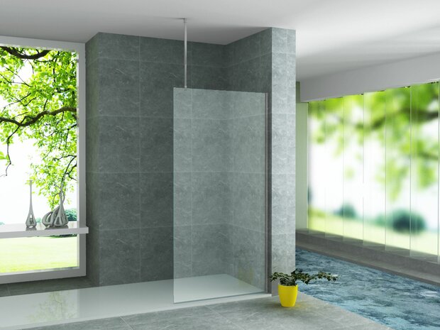 aloni inloopdouche 800x2000mm helder veiligheidsglas 8mm met stabilisatiestang plafond