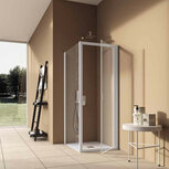 douchedeur swing 760-840x1900mm + vaste wand 770-810x1900mm kleur chroom helder glas douchedeur swing 760-840x1900mm + vaste wand 770-810x1900mm kleur chroom helder glas