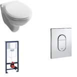 grohe solido inbouwreservoir + bediening chroom + jika wandcloset + zitting wit grohe solido inbouwreservoir + bediening chroom + jika wandcloset + zitting wit